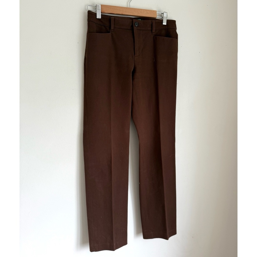 Ralph Lauren Adelle Straight Leg Trouser Pants in Chocolate Brown - Picture 3 of 6